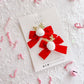 Red Reindeer White Nose Velvet Small Bow Pigtail Set