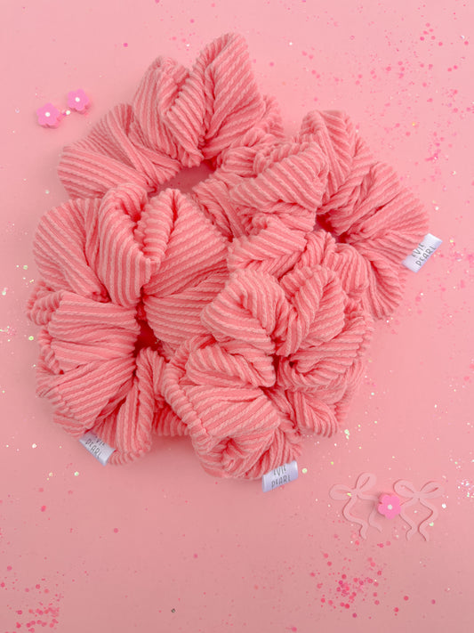 Sunkist Coral Ribbed Scrunchy