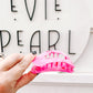 Pink Marbled Flat Medium Claw Clip