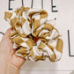 Gold Cream Checkered Oversized Scrunchy