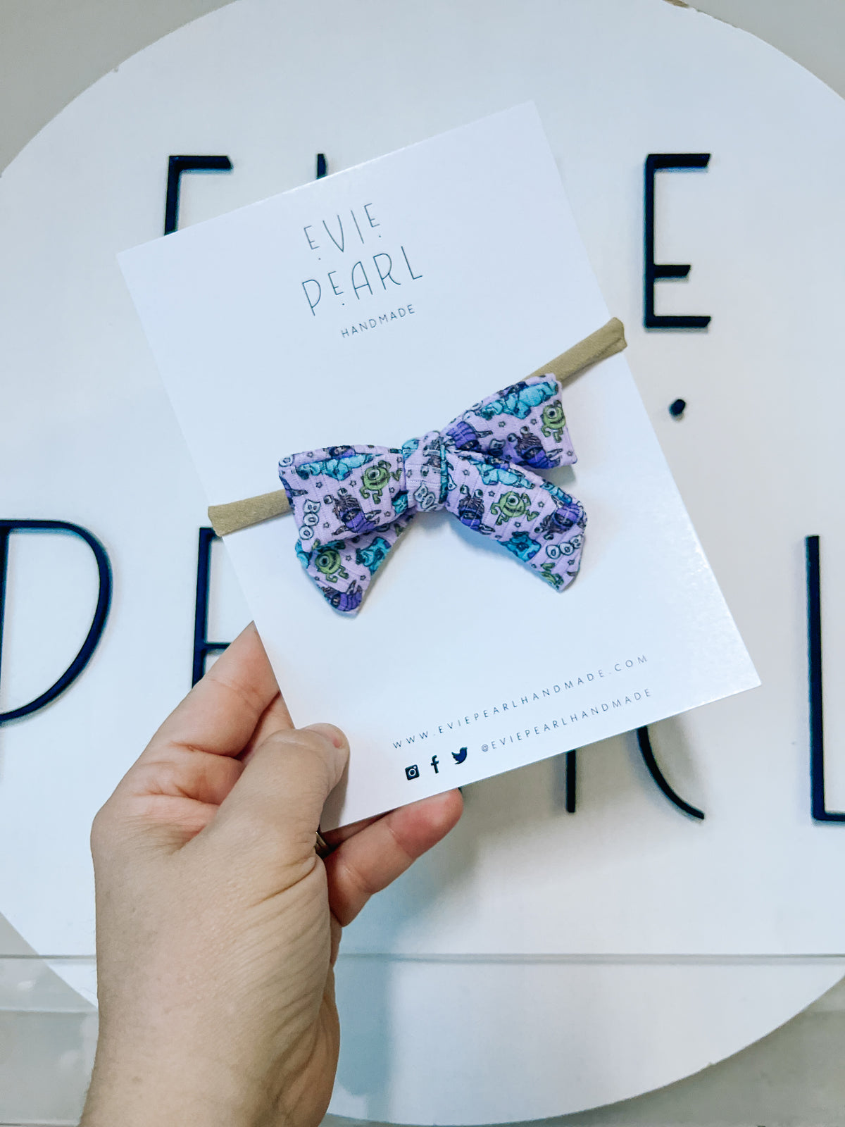 Small Monsters Inc. bow on nylon