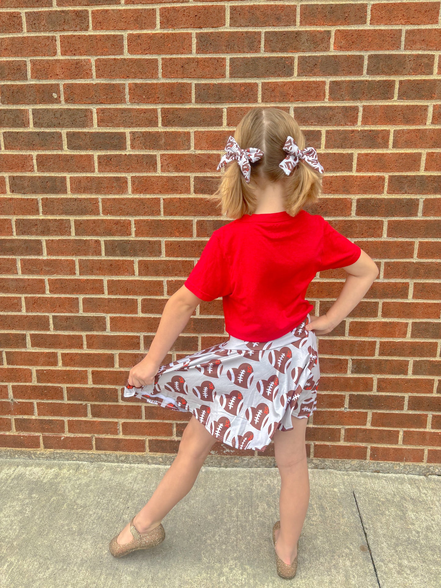 Football Hearts KC Medium Pigtails