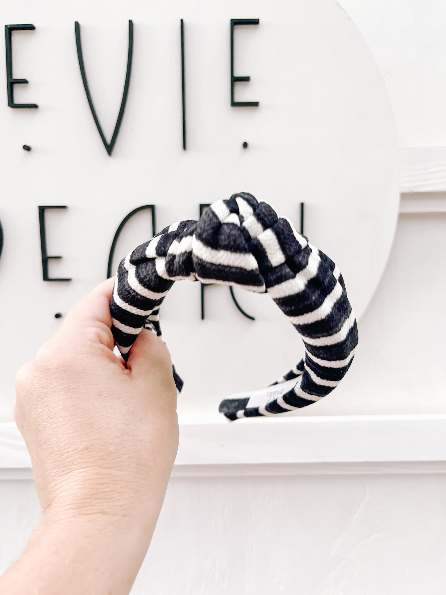 Black White Stripe Knotted Headband for Girls & Women