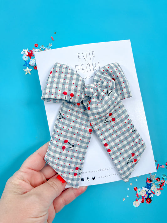 Cherry Plaid Bow XL Pinwheel