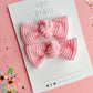 Light Pink Ribbed Knot Bow Pigtail Set