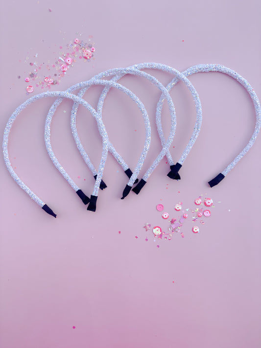 White Glitter Headbands for Girls