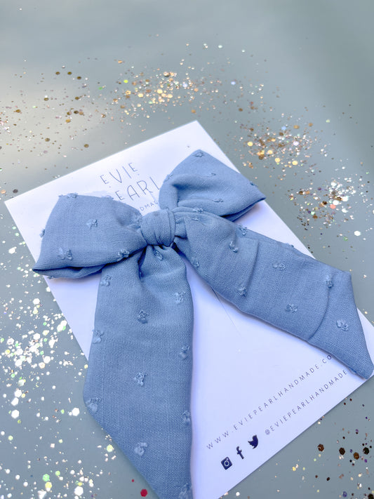 Light Blue Swiss Dot XL Pinwheel Bow