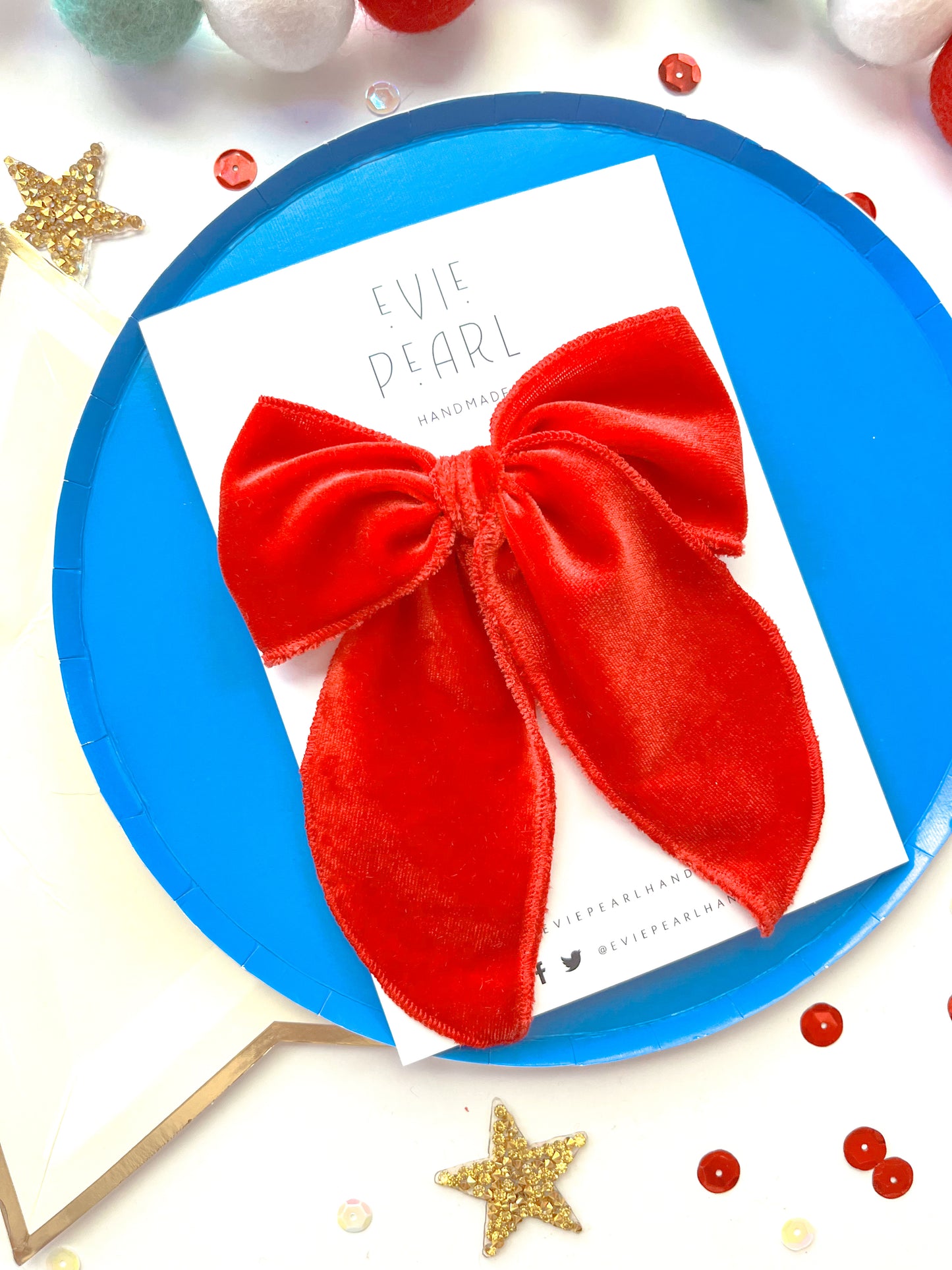 Red Velvet Glitter Oversized Bow