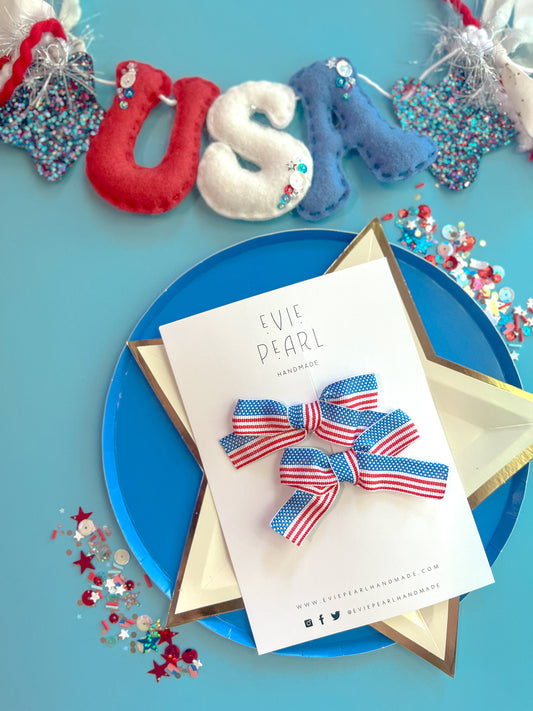 Red White & Blue Stars Pigtails