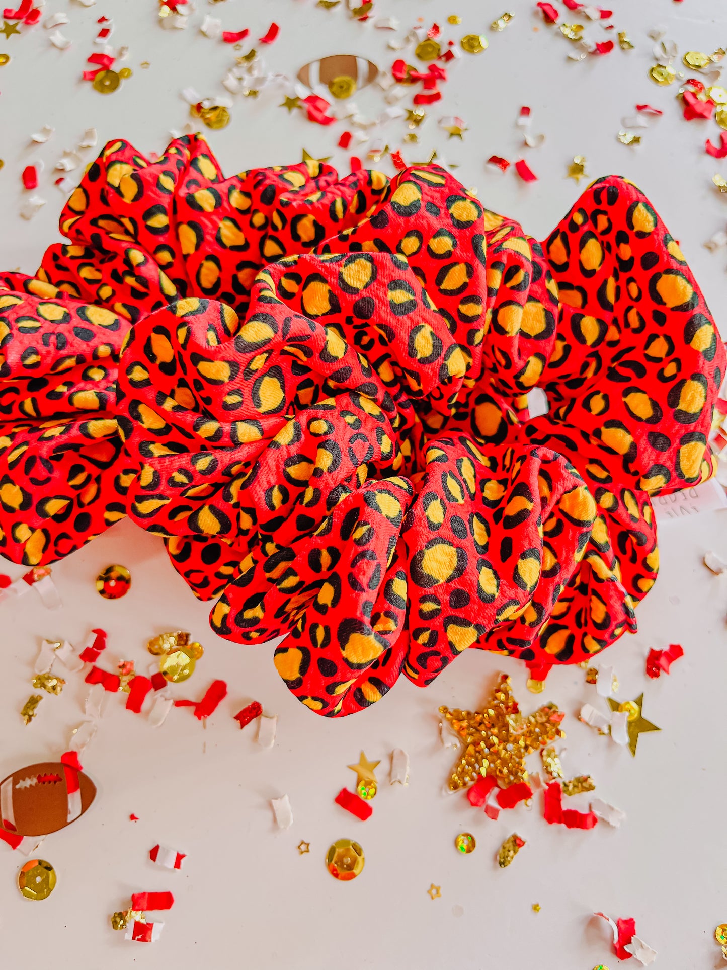 Red Gold Leopard Oversized Scrunchy