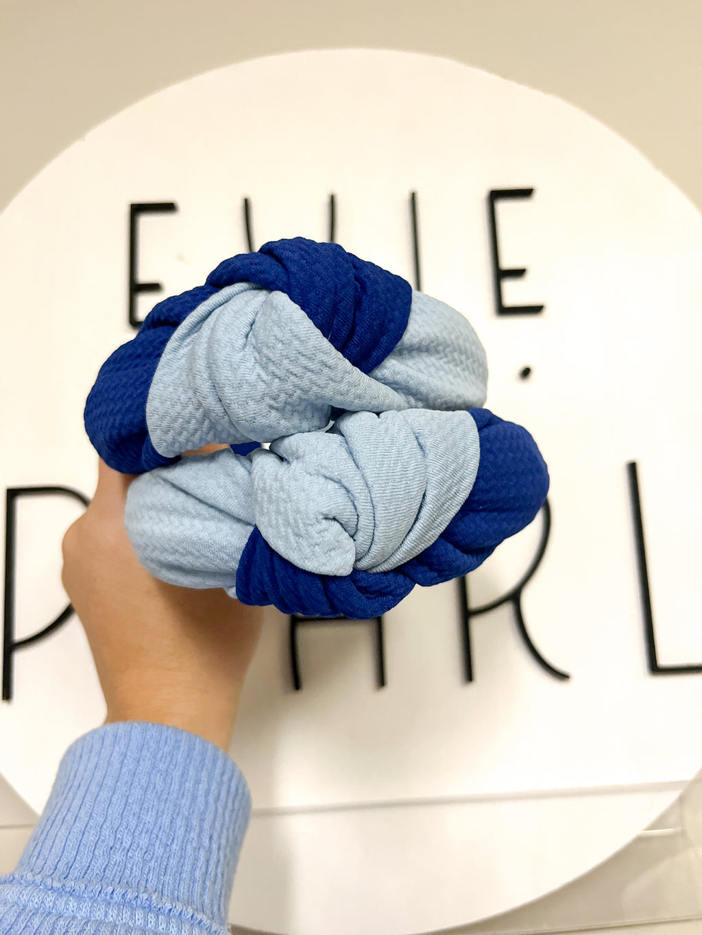 Royal Blue/Baby Blue Colorblock Knotted Headband