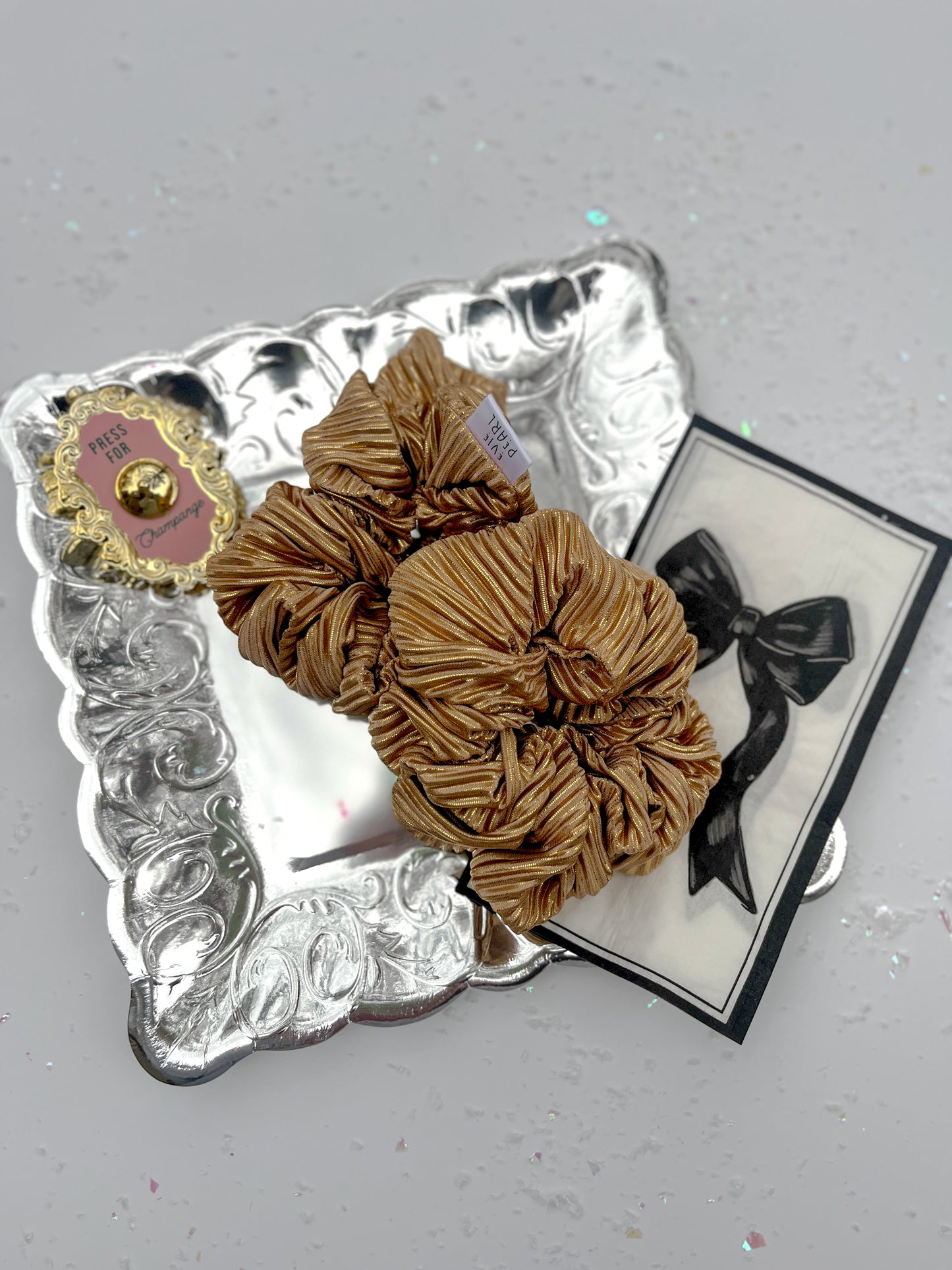 Gold Ribbed Oversized Scrunchy