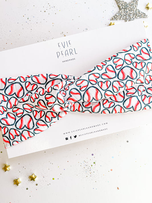 Baseball Heart Twisted Turban