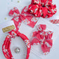 Red 87 Ring It’s a Love Story Say Yes Small Pigtail Bow Set