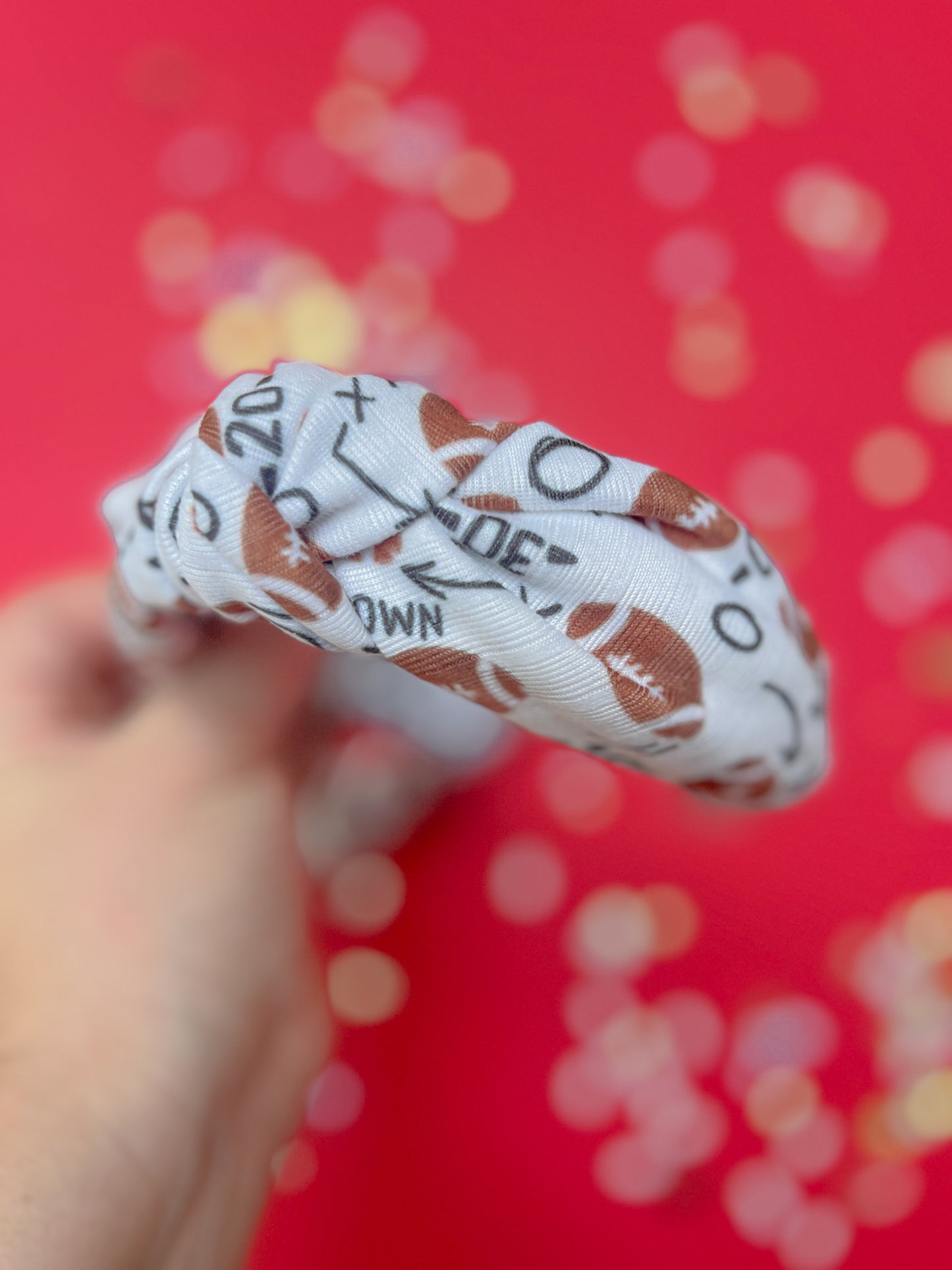 White Football Touchdown Knotted Headband