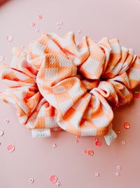 Peach Heart Checkered Oversized Scrunchie