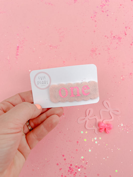 One Hot Pink Glitter Snap Clip
