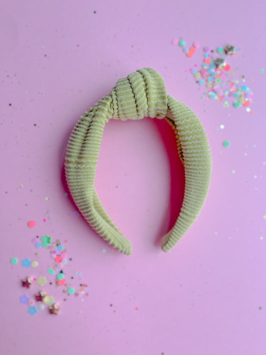 Lime Ribbed Knotted Headband