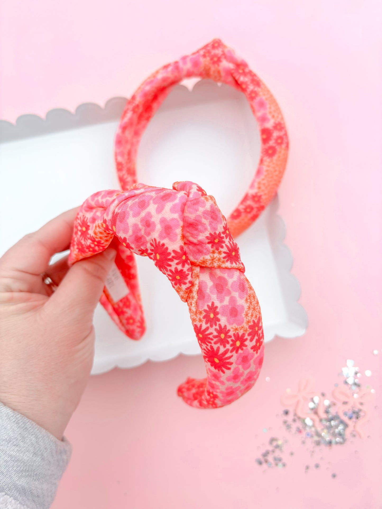 Pink & Orange Daisy Knotted Headband