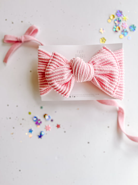 Light Pink Ribbed Baby Bow Turban