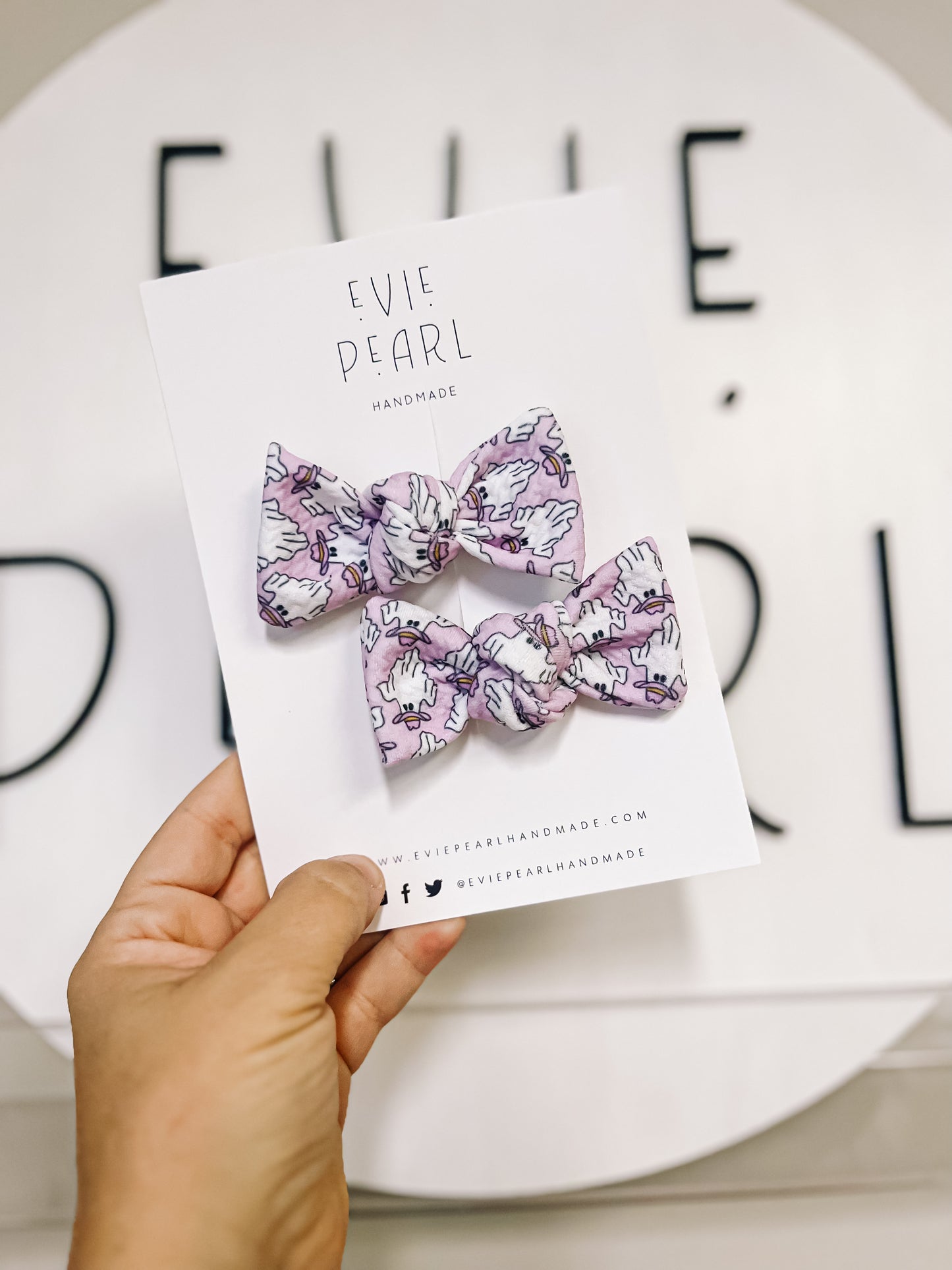 Pink Lilac| Small Ghost Cowboy Knot Bow Pigtails