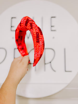 PREORDER: Red Chiefs Words Knotted Headband for Girls & Women