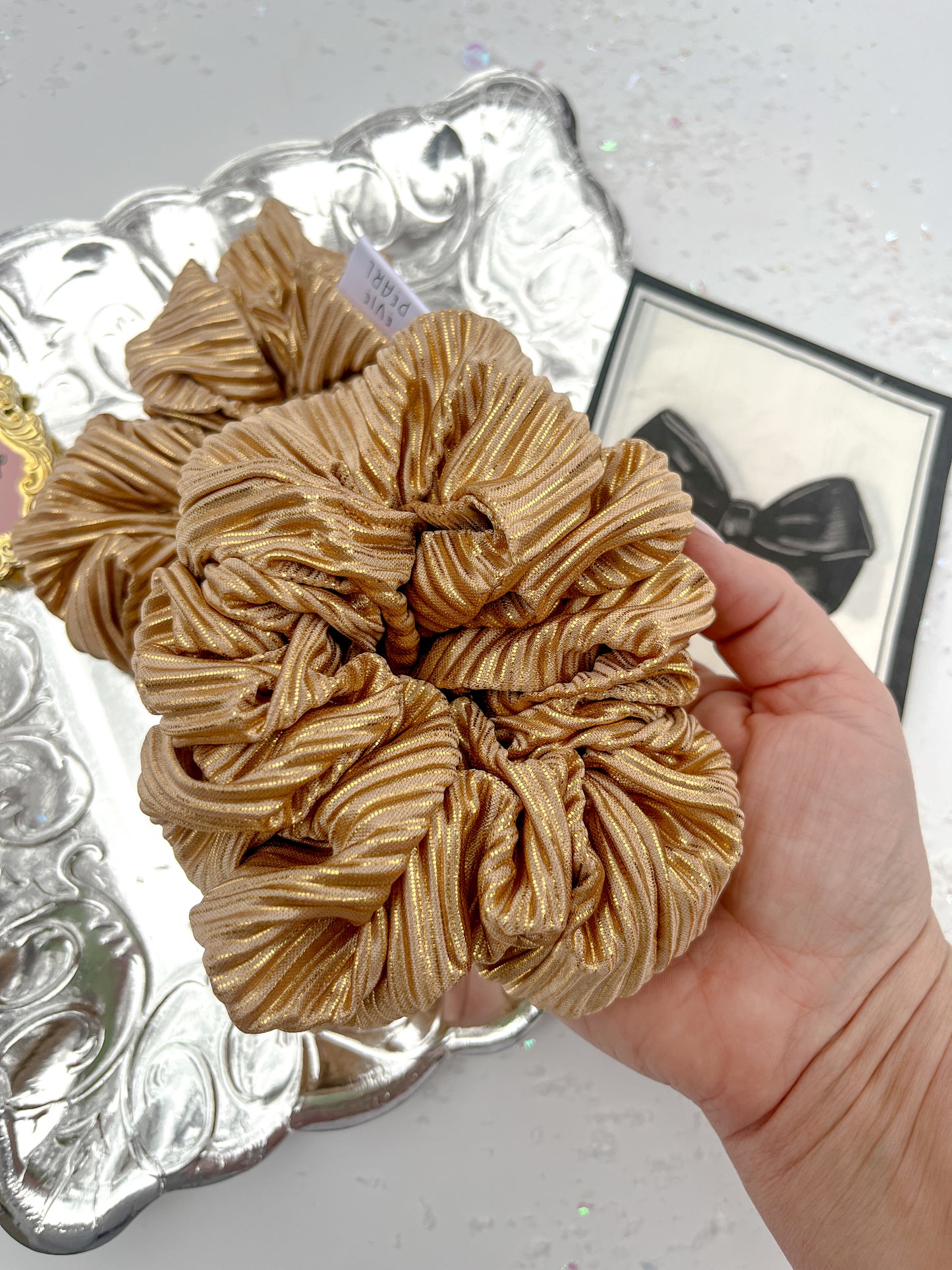 Gold Ribbed Oversized Scrunchy