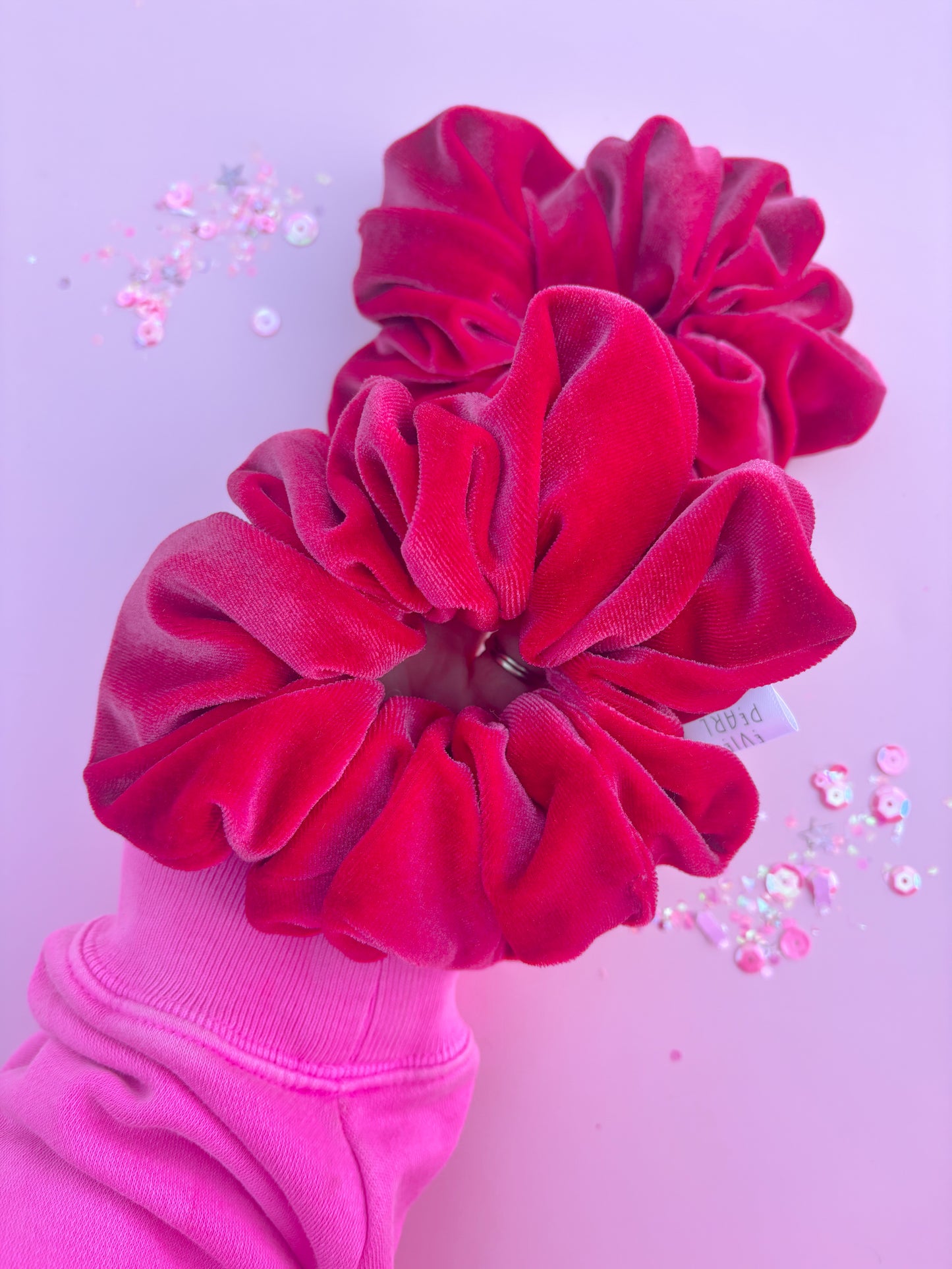 Rosie Pink Velvet Oversized Scrunchy