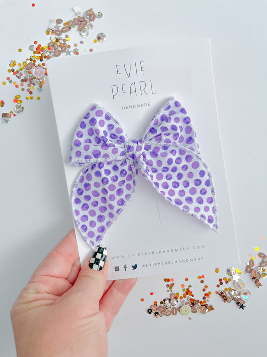 Purple Dot Medium Hair Bow