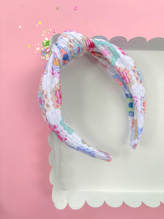 Heirloom Daisy Patchwork Knotted Headband for girls & women