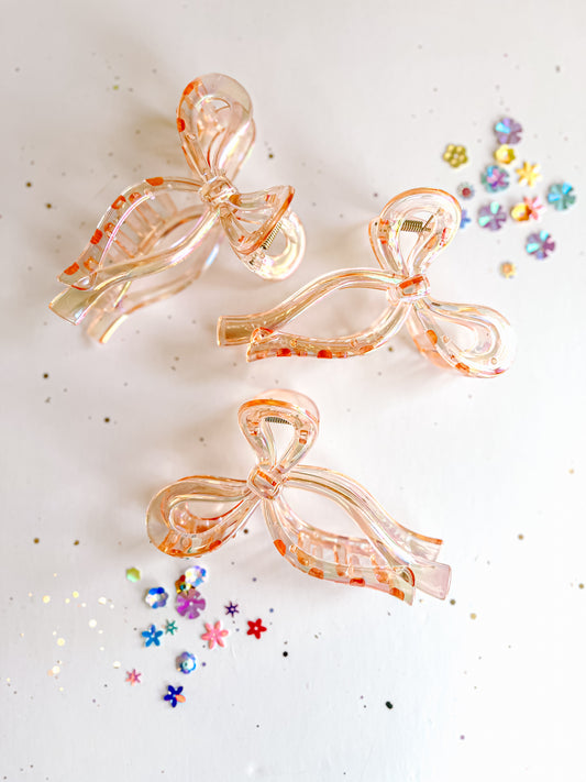 Peachy Bow Claw Clip