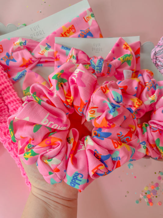Pink Positive Affirmation Oversized Scrunchy