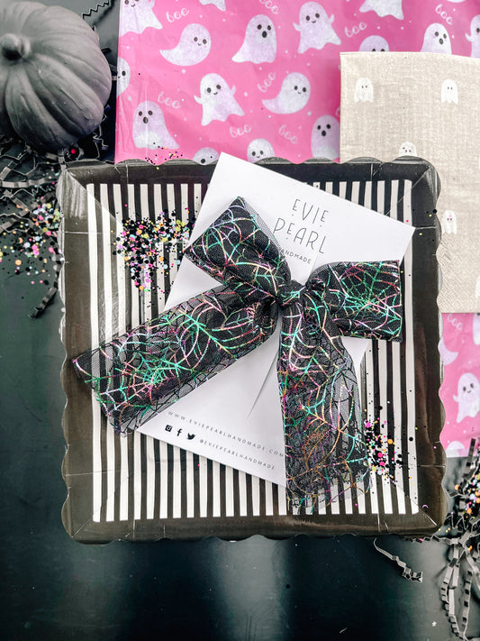 XL Spider Web Irredescent Hair Bow
