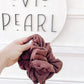 Chocolate Ribbed Knit Scrunchy for girls & women