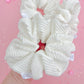 Crisp White Ribbed Scrunchy