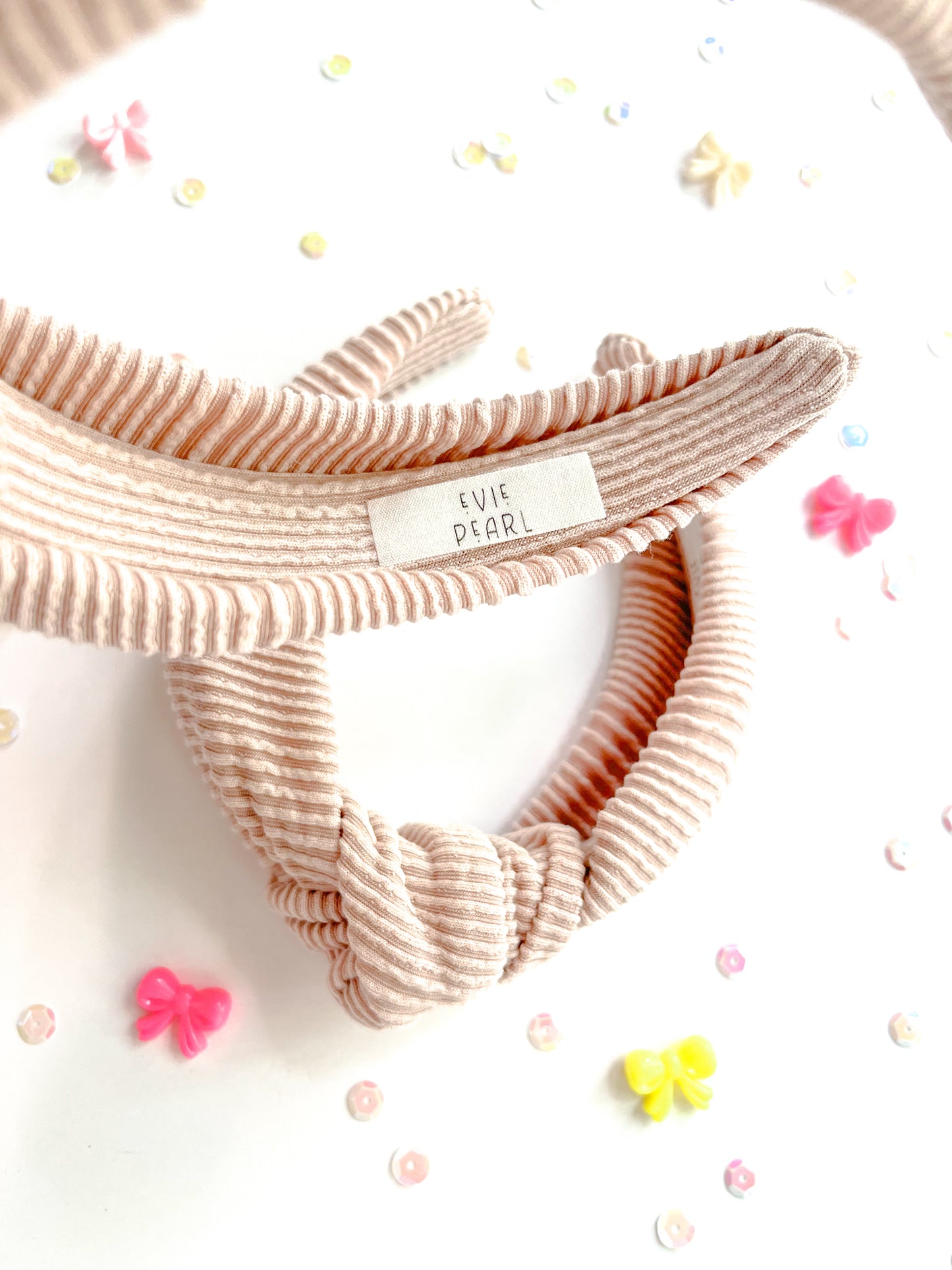 Latte Ribbed Knotted Headband