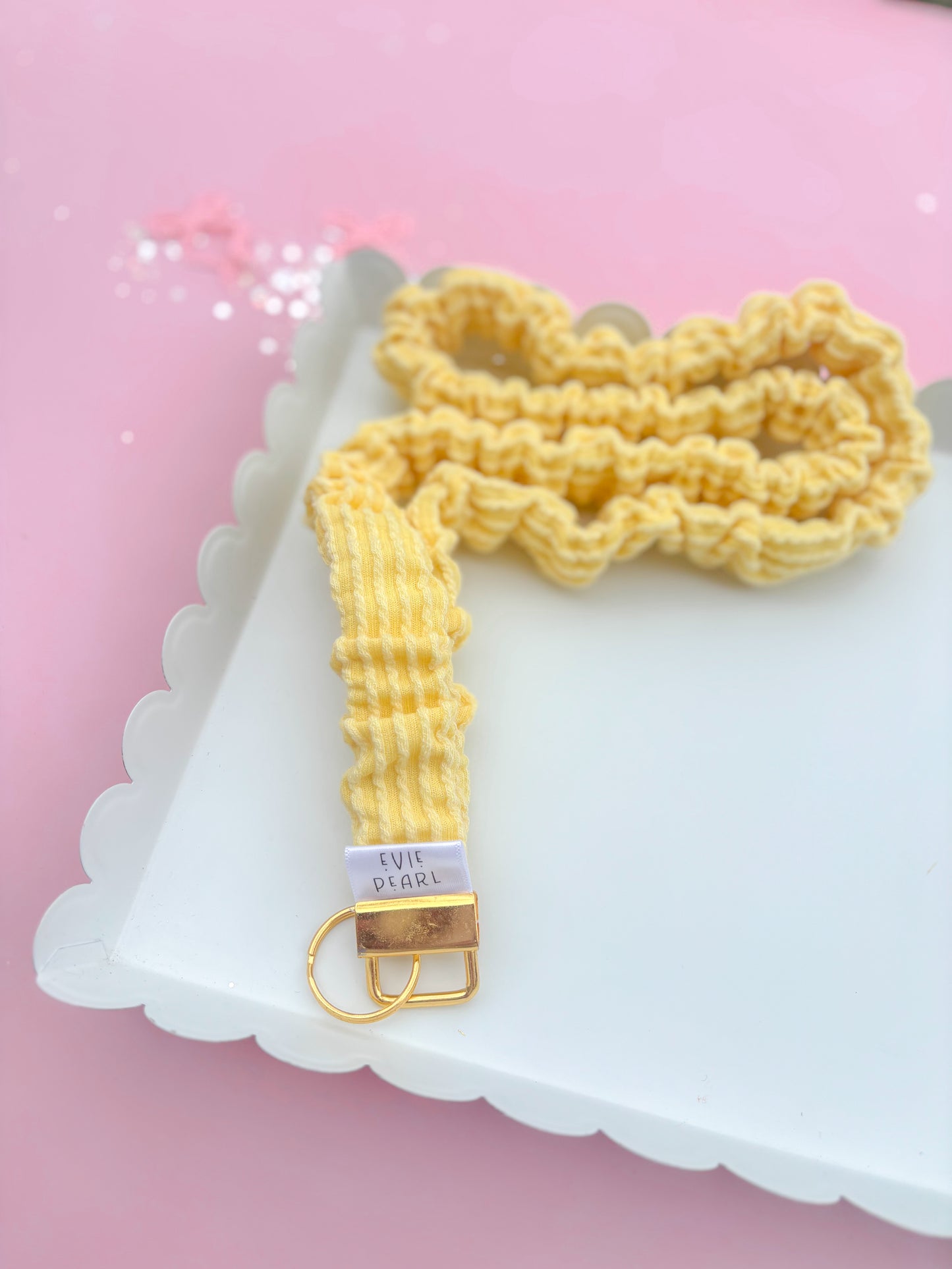 Butter Yellow Ribbed Teacher Gift Set- Lanyard| Knotted Headband| Scrunchie