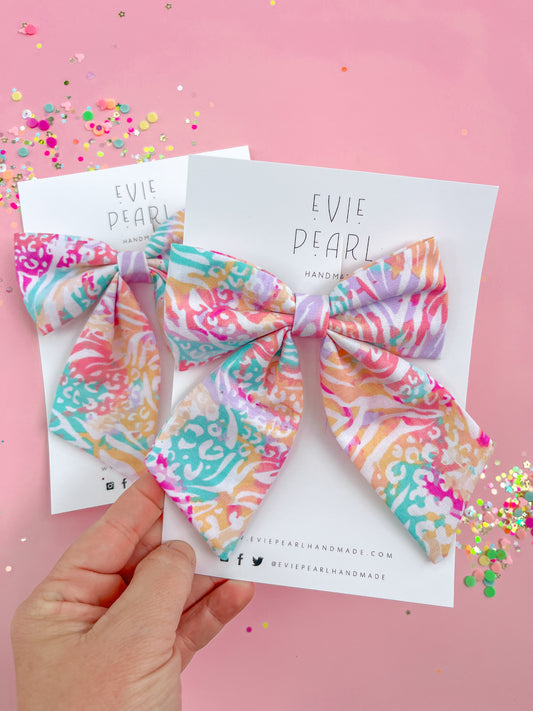 Rainbow Lisa Frank Inspired Medium Sailor Bow