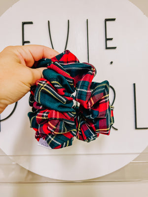 Red Green Plaid Oversized Scrunchie