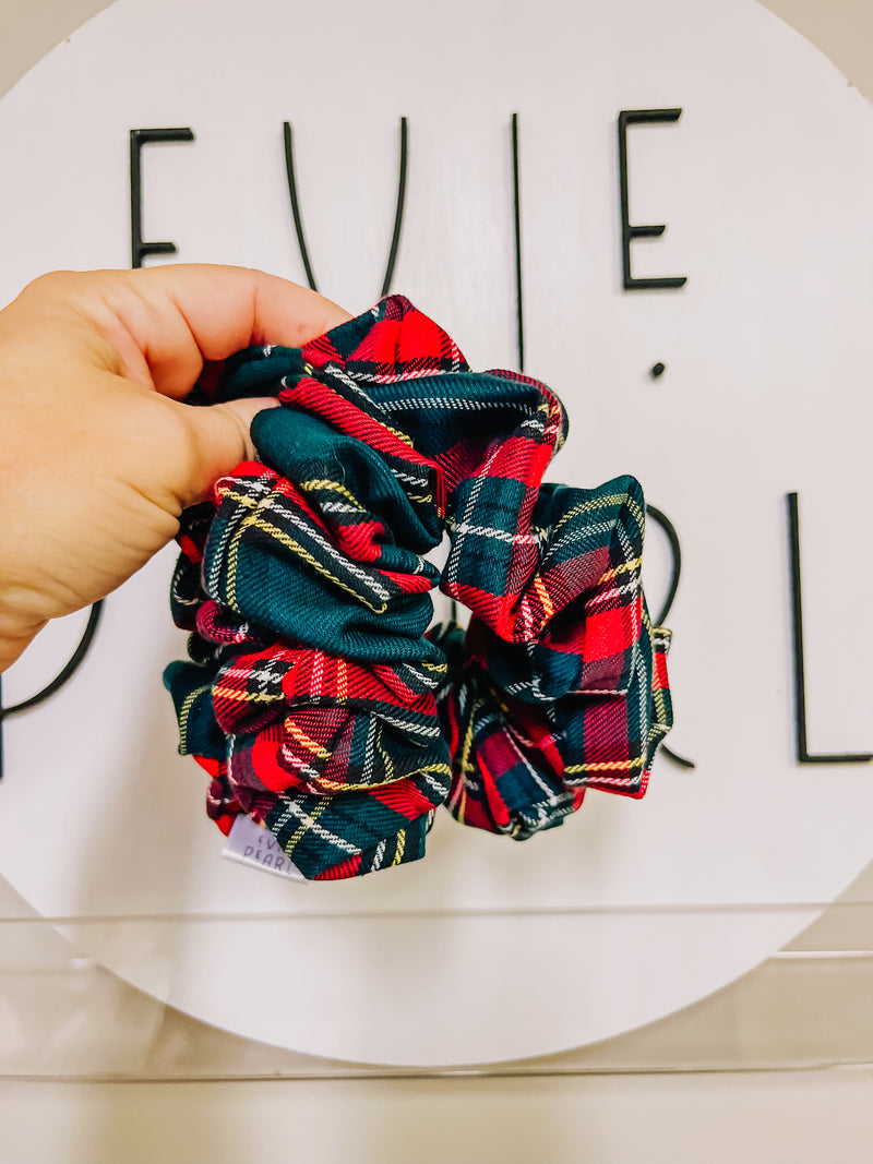 Red Green Plaid Oversized Scrunchie