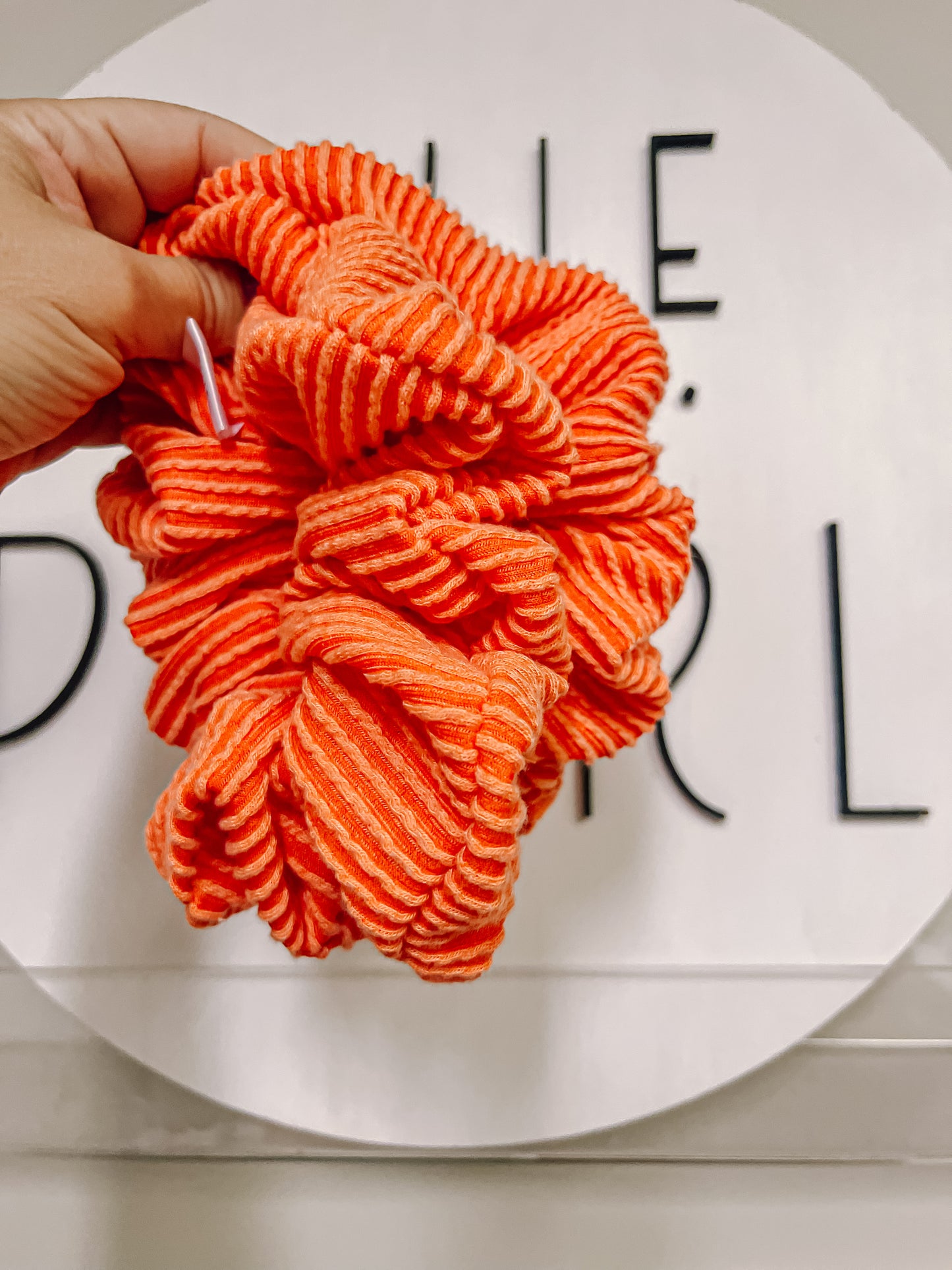 Orange Ribbed Oversized Scrunchy