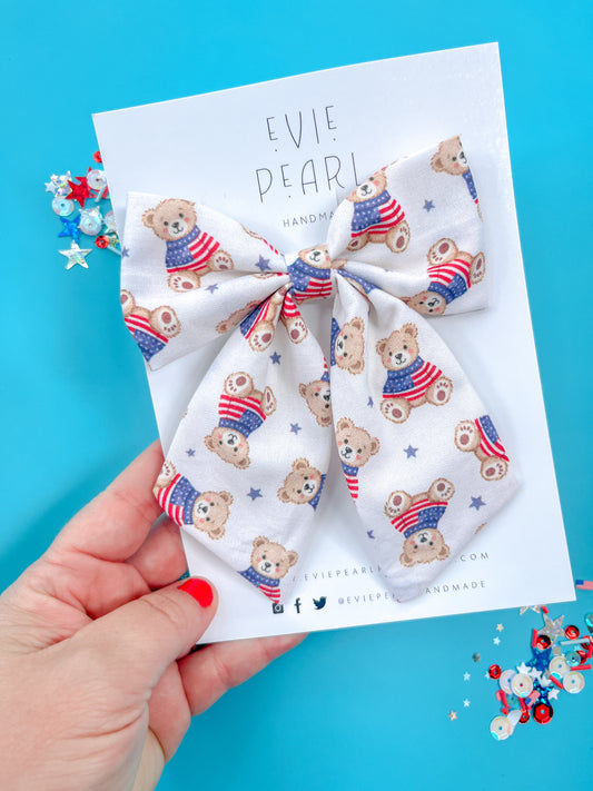 Teddy Bear USA Medium Sailor Bow