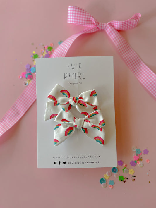 White Rainbow Small Pinwheel Pigtail Set