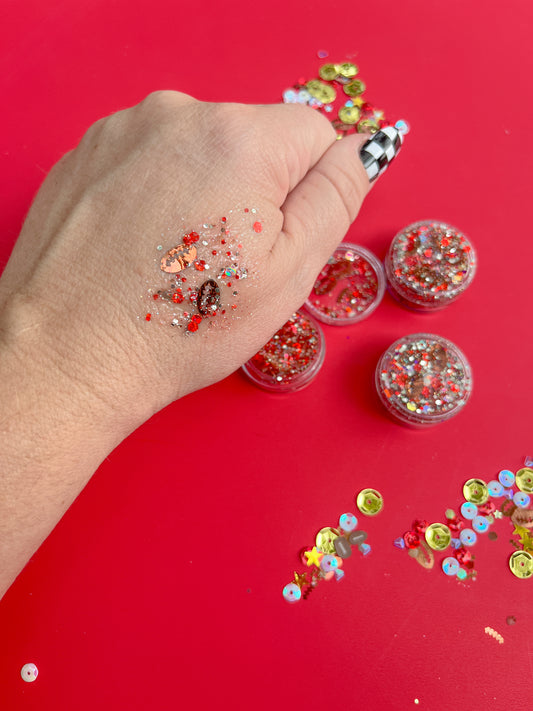 Red Silver Football Hair Glitter Game Day Gel