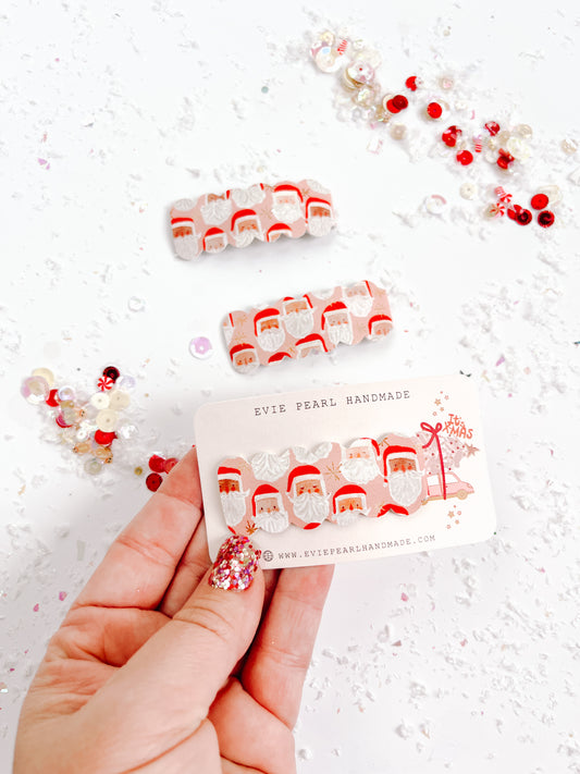 Pink Santa Single Snap Clip