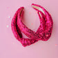 Magenta Pink Sequin Knotted Headband for Girls & Women