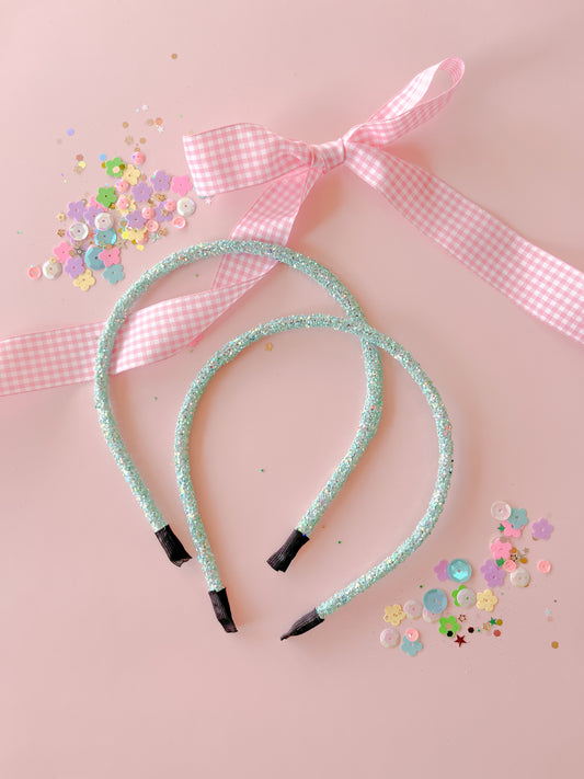 Mint Green Glitter Headband for Girls
