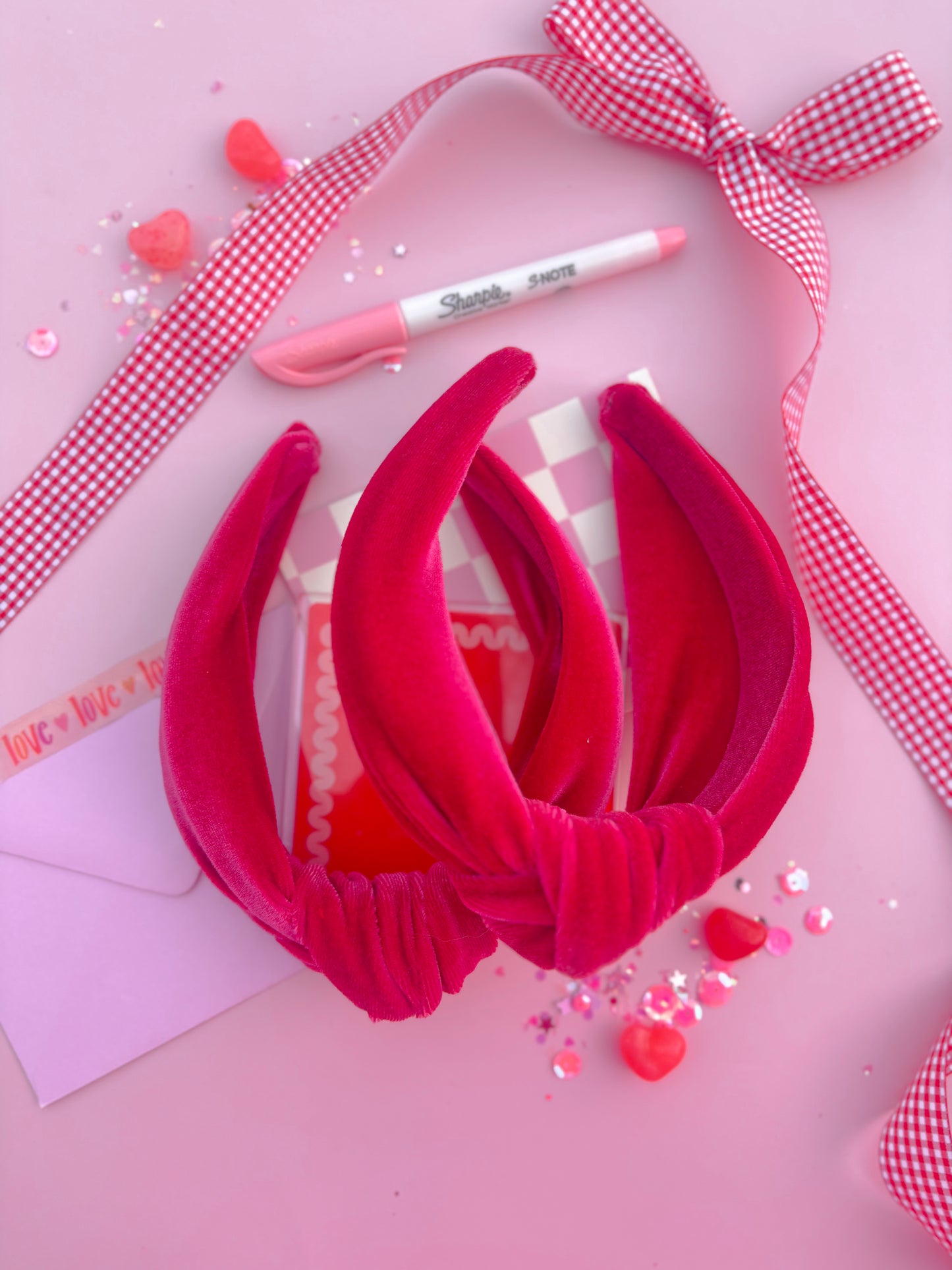 Rosie Pink Velvet Knotted Headbands For Girls & Women