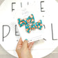 Teal Orange Leopard Pigtail Bow Set