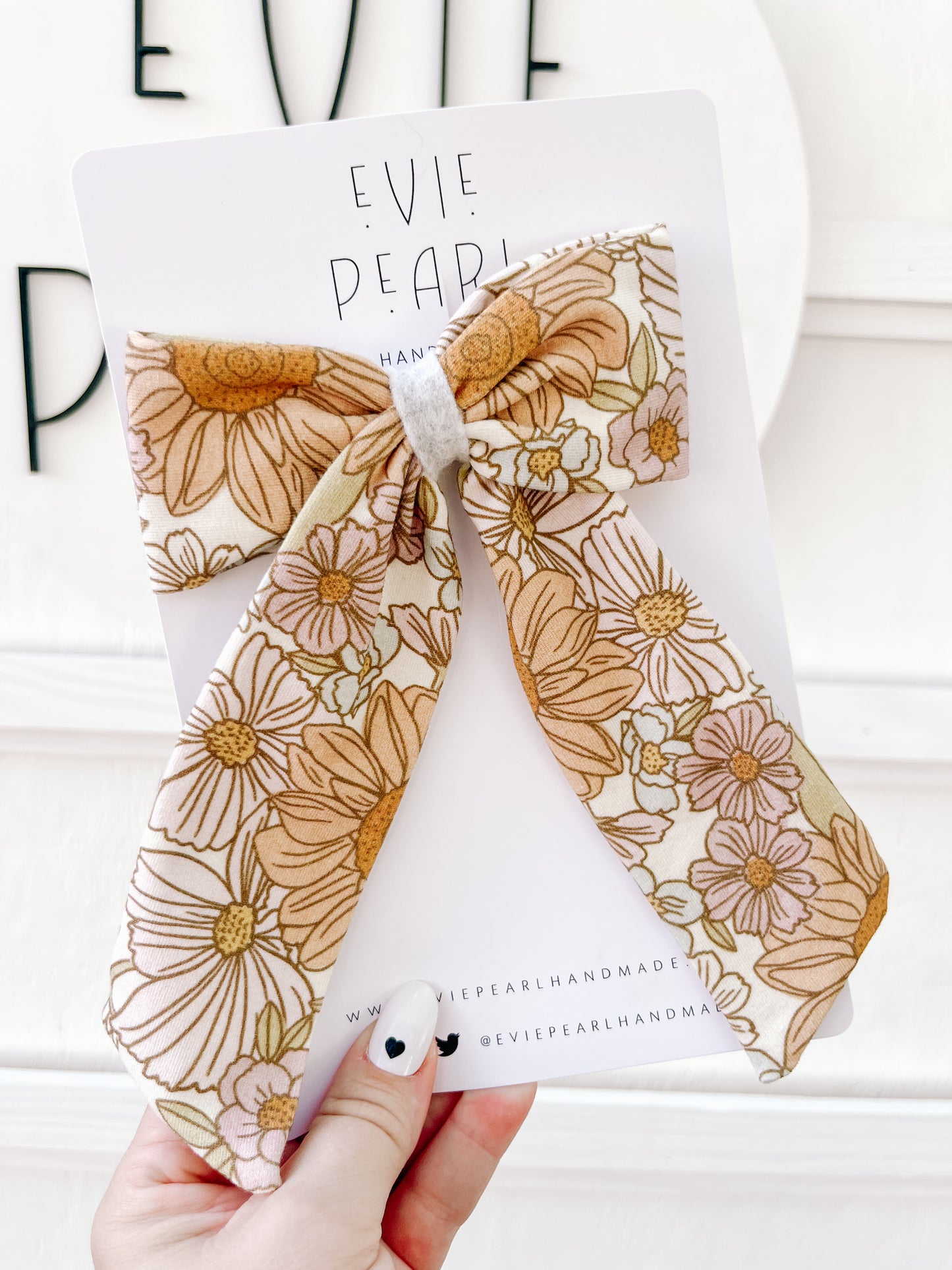 Fall Floral Longtailed Hair Bow